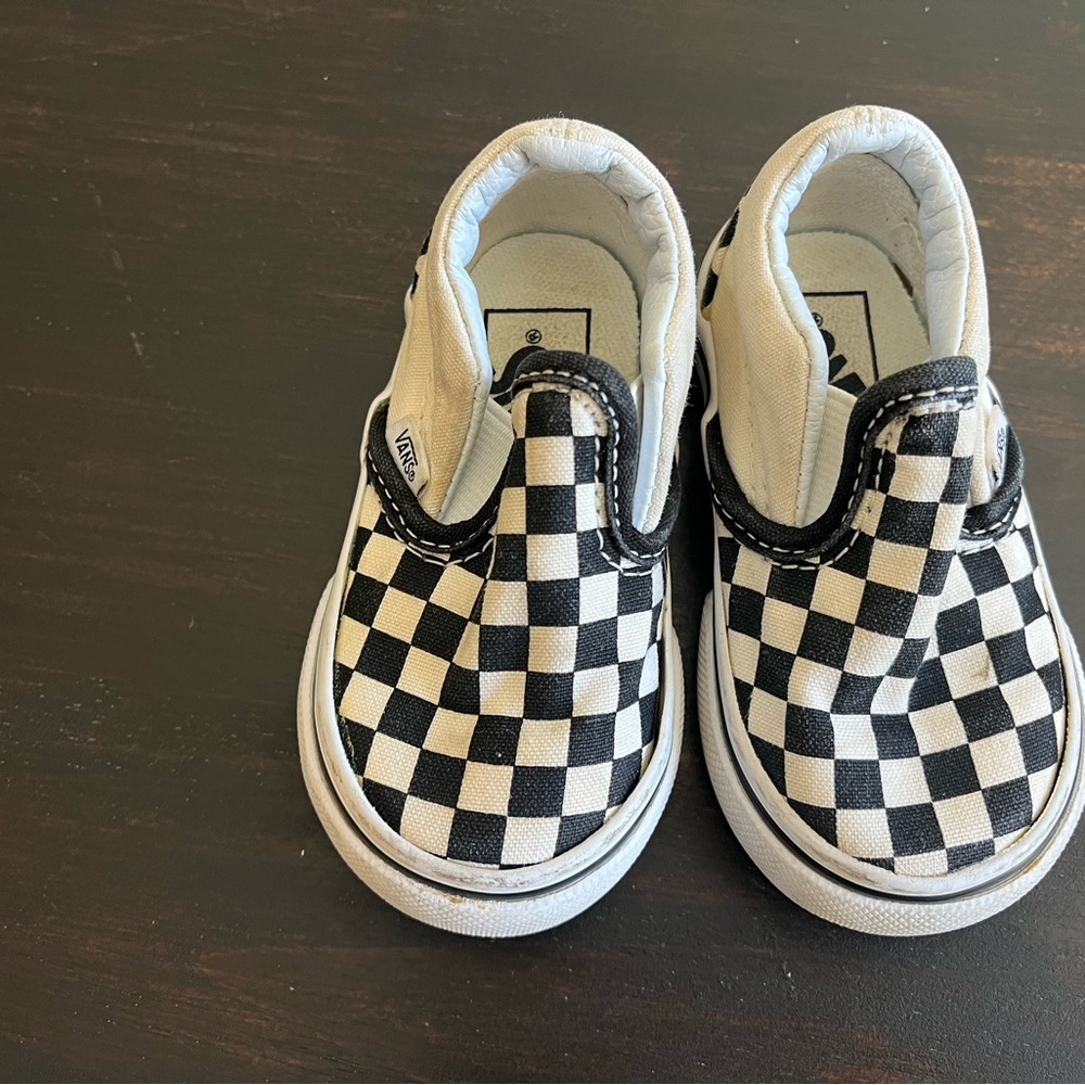 Vans Kids Black and White Checkered Slip-On Sneakers